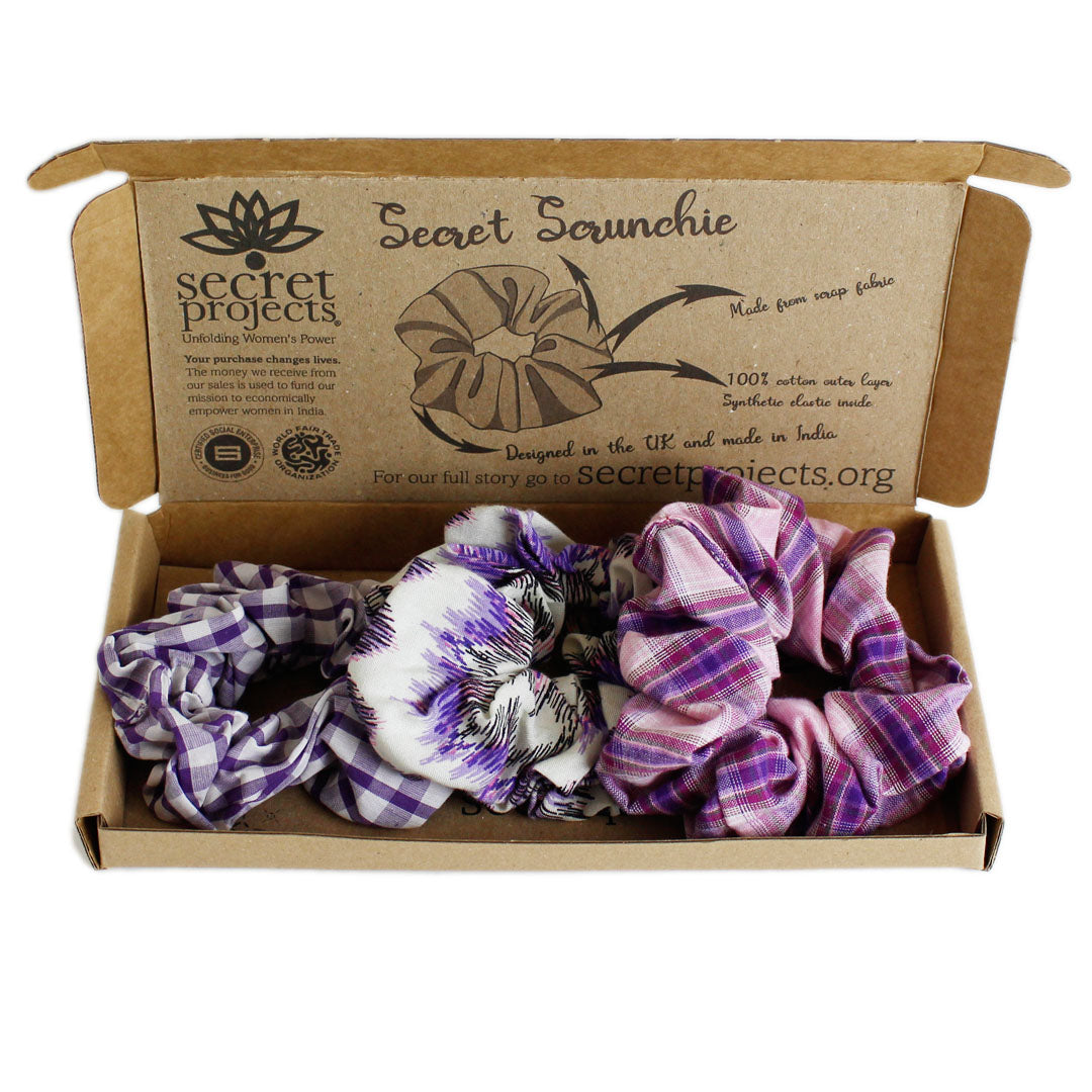 Scrunchie Gift Box - 3 Adult Scrunchies - Adult - The Purple Box