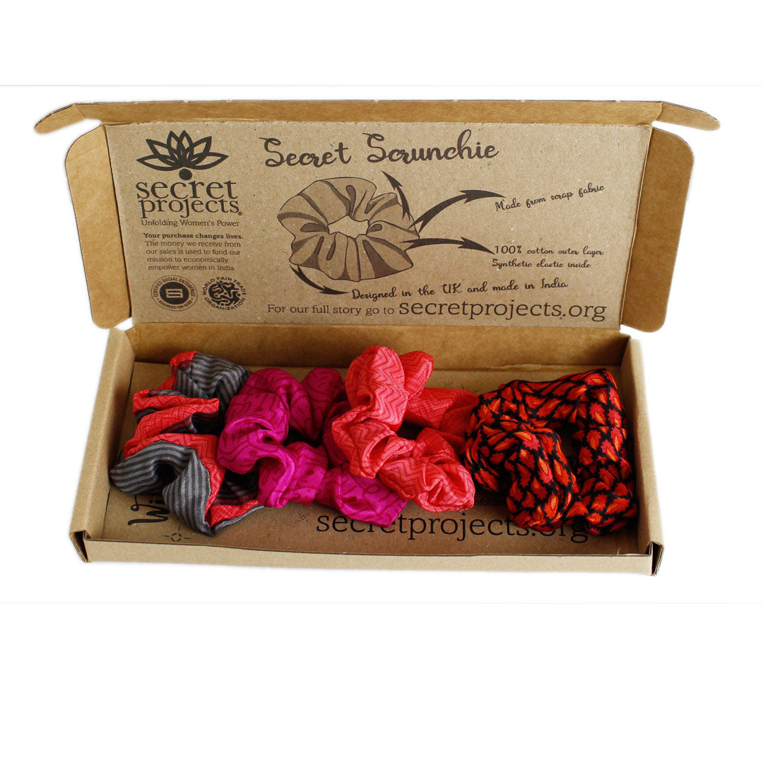 Scrunchie Gift Box - 3 Children Sized Scrunchies -  The Grey & Pink Box