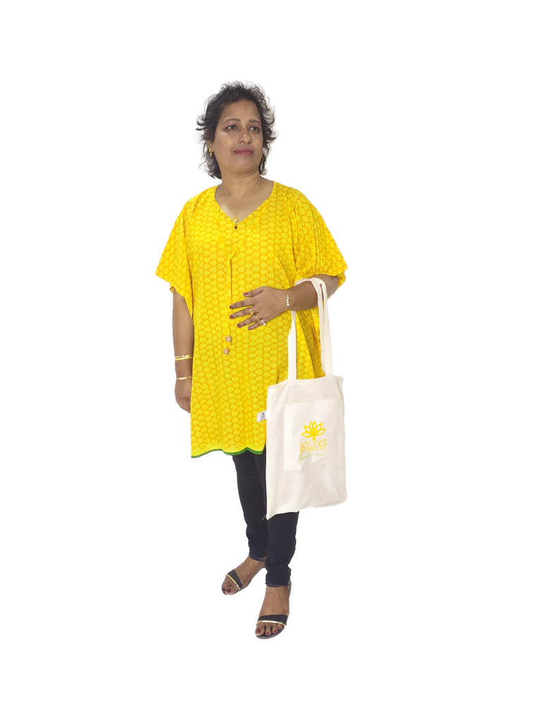 Yellow corn Kimono with tote bag