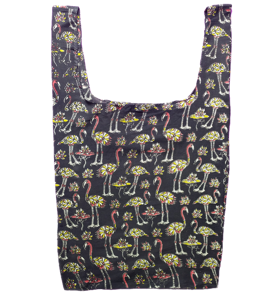 Flock of Flamingos Black Secret Shopping Bag