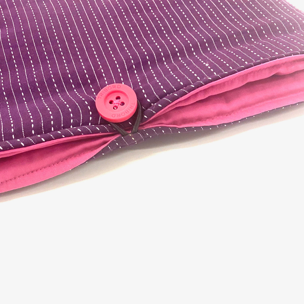 Purple and White Line Laptop Case with Pink Lining