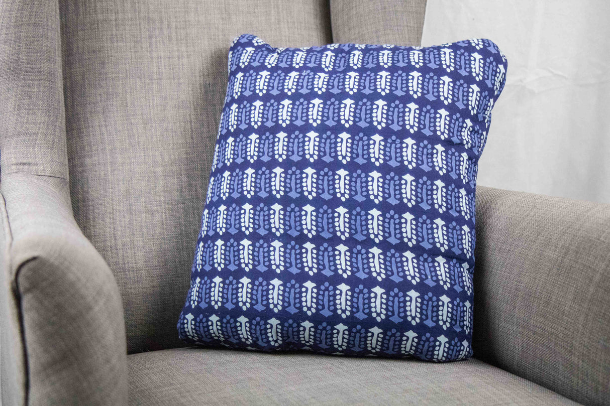 Blue Stem and Petal Secret Pillow- a pillow that unfolds into a blanket