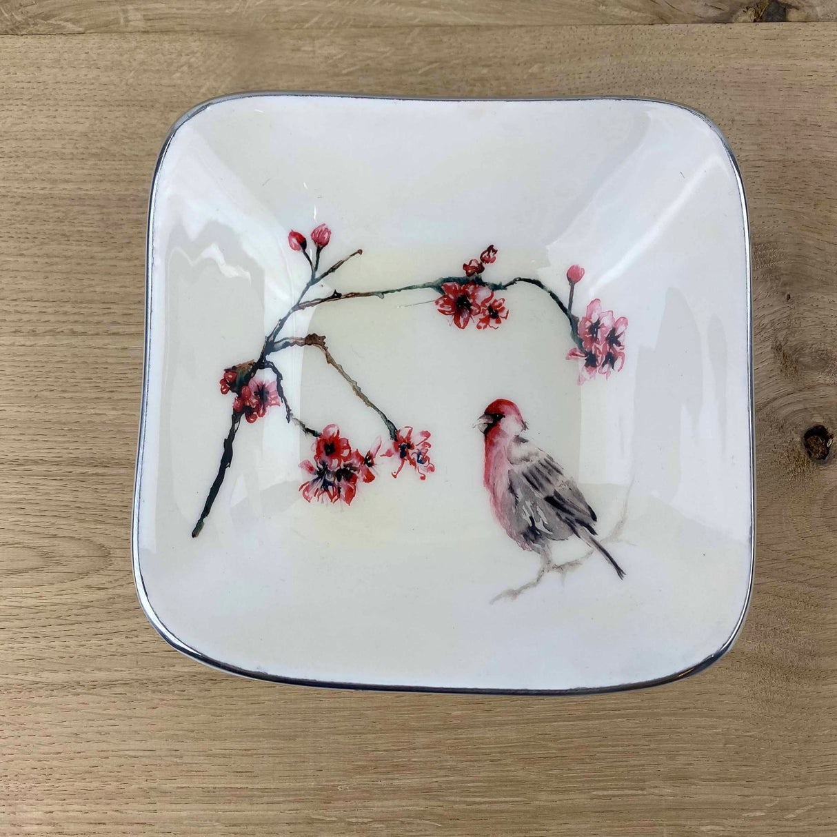 Blossom Bird Square Bowl by Tilnar Arts, fair trade producer, India