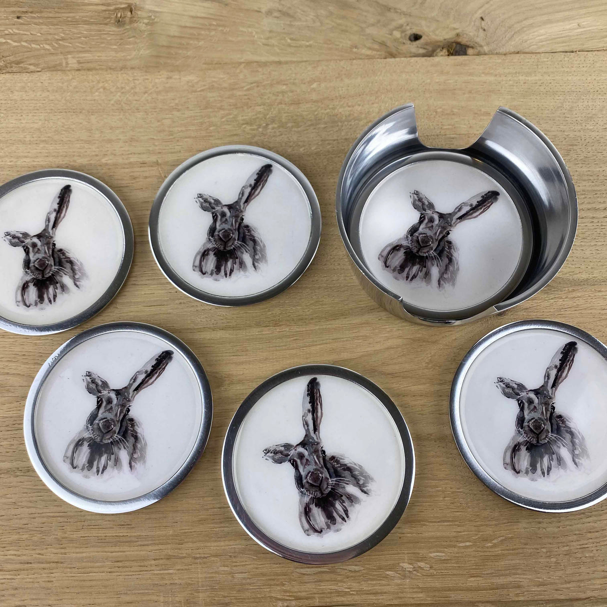 Hare Coasters set of 6 by Tilnar Arts, fair trade producer, India