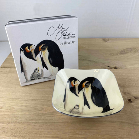 Penguin Square Bowl by Tilnar Arts, fair trade producer, India (white is more of a yellow colour)