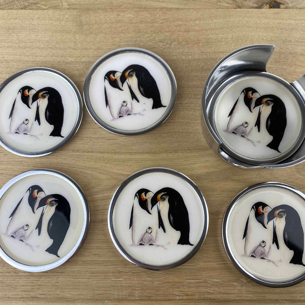 Penguin Coasters set of 6 by Tilnar Arts, fair trade producer, India