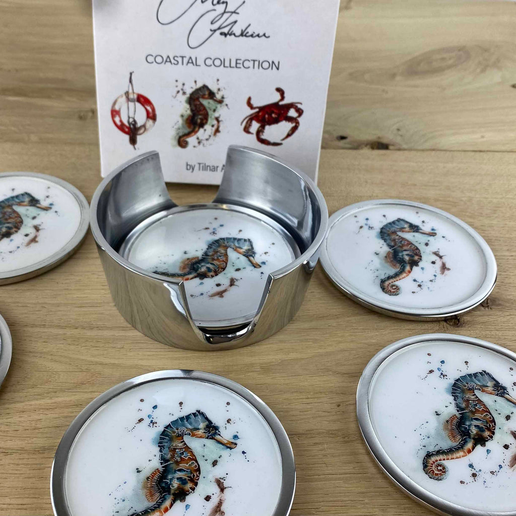 Seahorse Coasters set of 6 by Tilnar Arts, fair trade producer, India