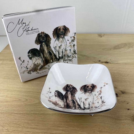 Spaniels Square Bowl by Tilnar Arts, fair trade producer, India