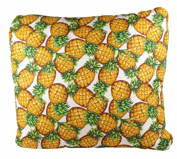 Pineapples Secret Pillow with yellow lining - a pillow that unfolds into a blanket